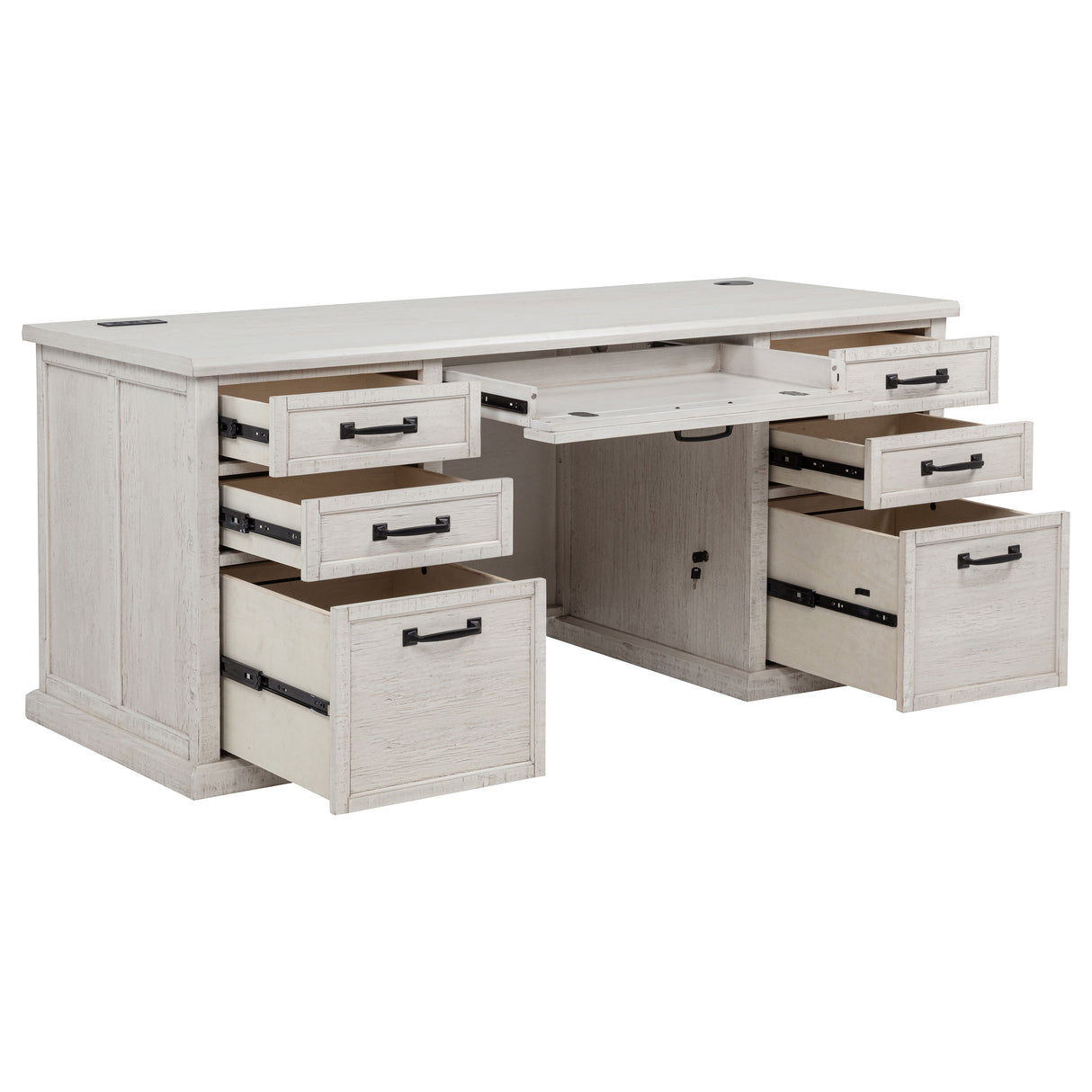 Altidore 68" 7-Drawer Executive Desk in Distressed White