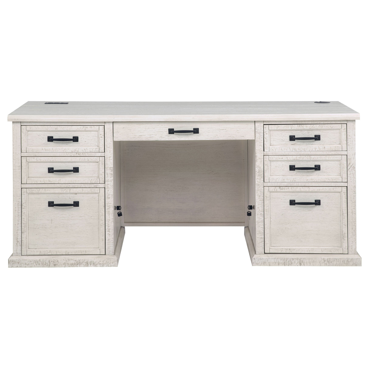 Altidore 68" 7-Drawer Executive Desk in Distressed White