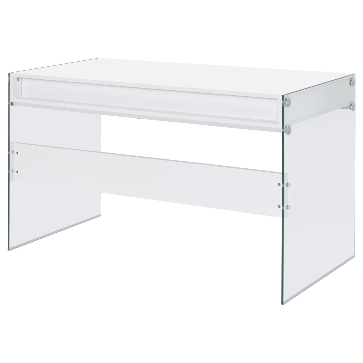 Dobrev 48-Inch 2-Drawer Writing Desk in White High Gloss