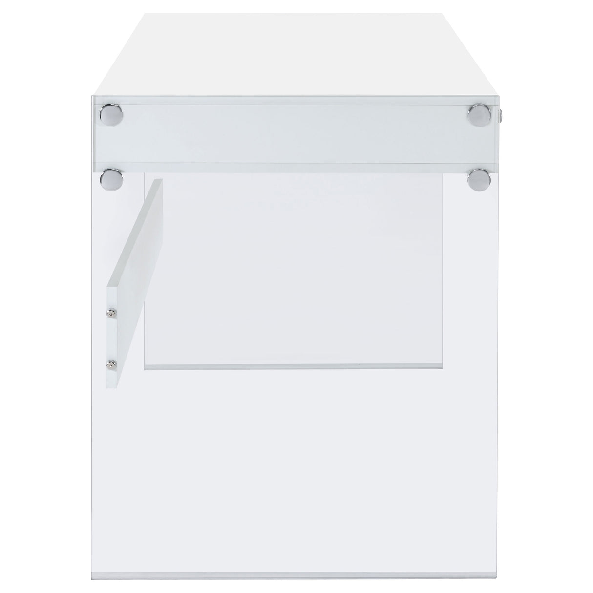 Dobrev 48-Inch 2-Drawer Writing Desk in White High Gloss