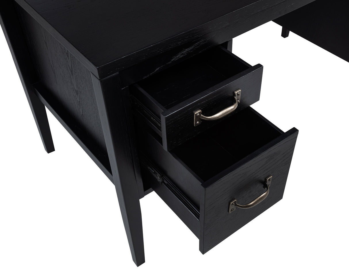Graham 54-Inch Black Lift Top Computer Desk with 4 Drawers
