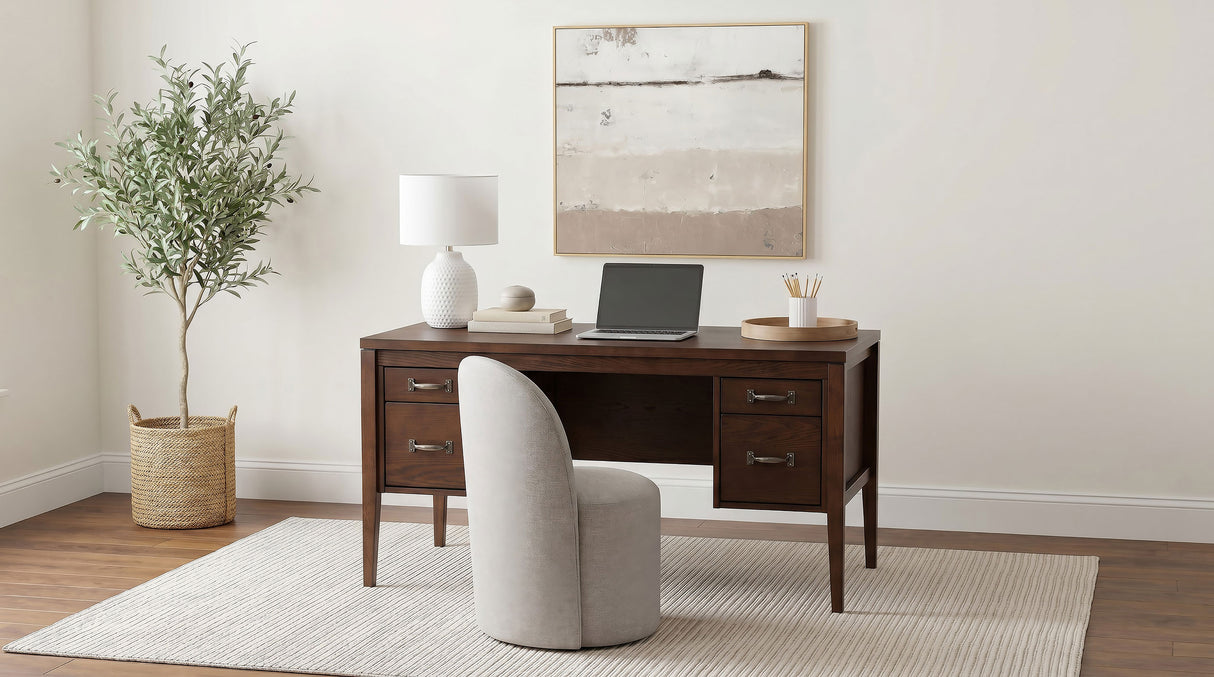 Graham 54" Lift Top Computer Desk with 4 Drawers, Chocolate