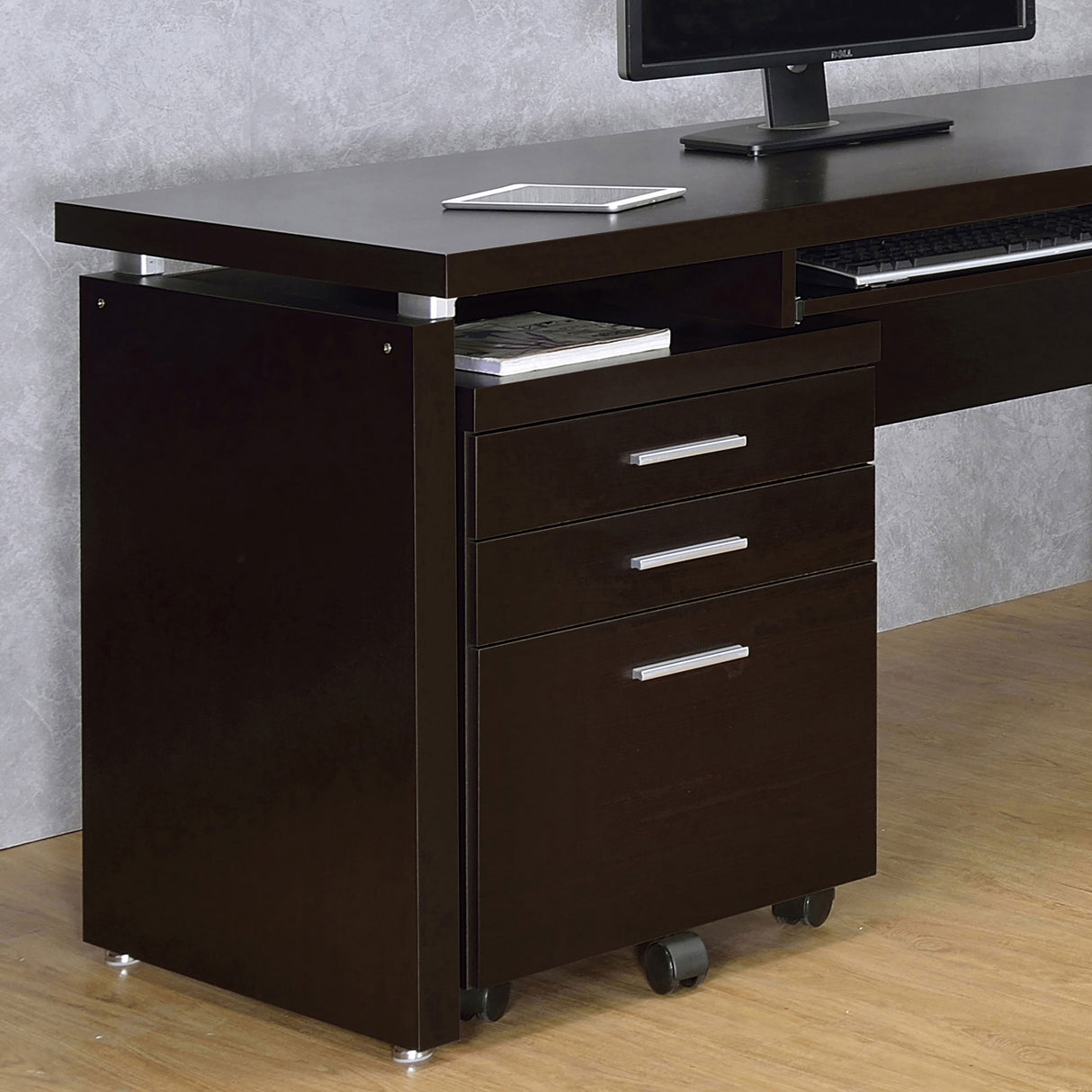 Skylar 3-Drawer Mobile File Cabinet in Cappuccino