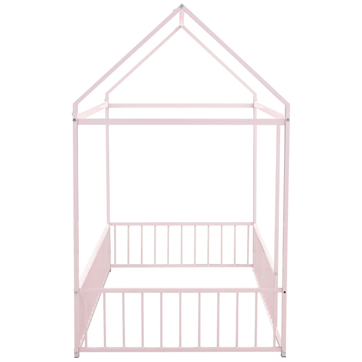 Metal Bed House Bed Frame With Fence