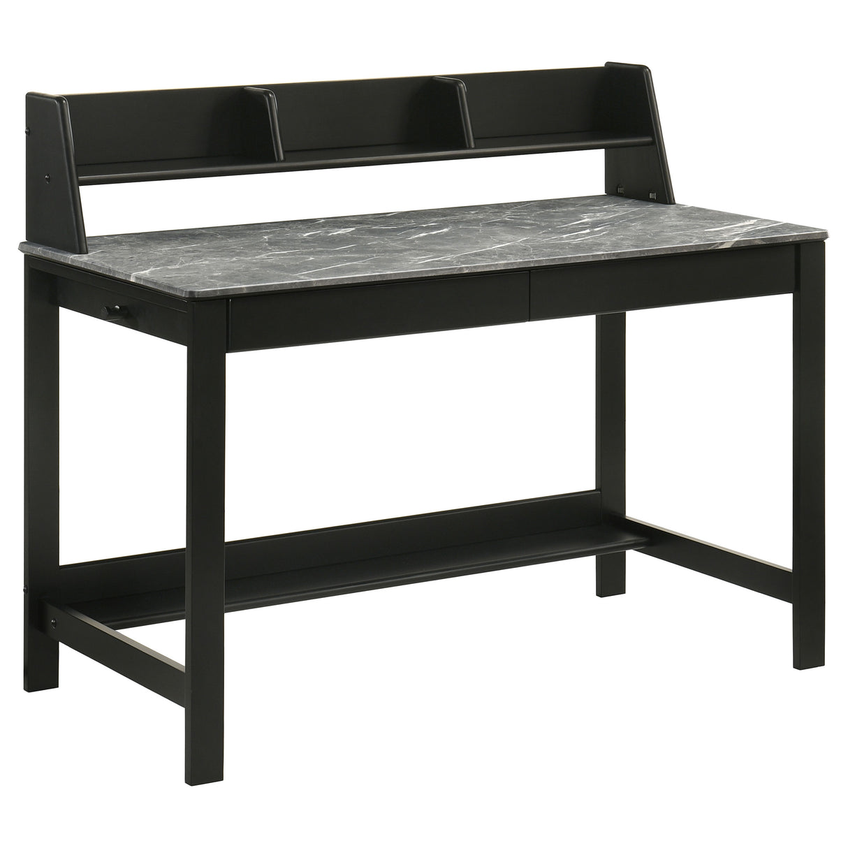 Besler 47-Inch Writing Desk with Shelf - Grey Stone and Black