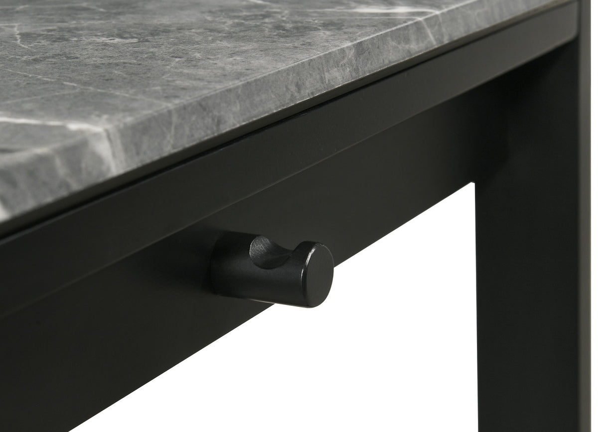 Besler 47-Inch Writing Desk with Shelf - Grey Stone and Black