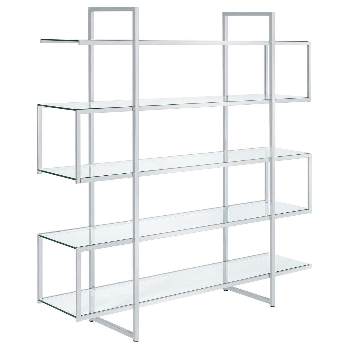 Elmer 63-Inch 5-Shelf Bookshelf in Clear Glass and Chrome