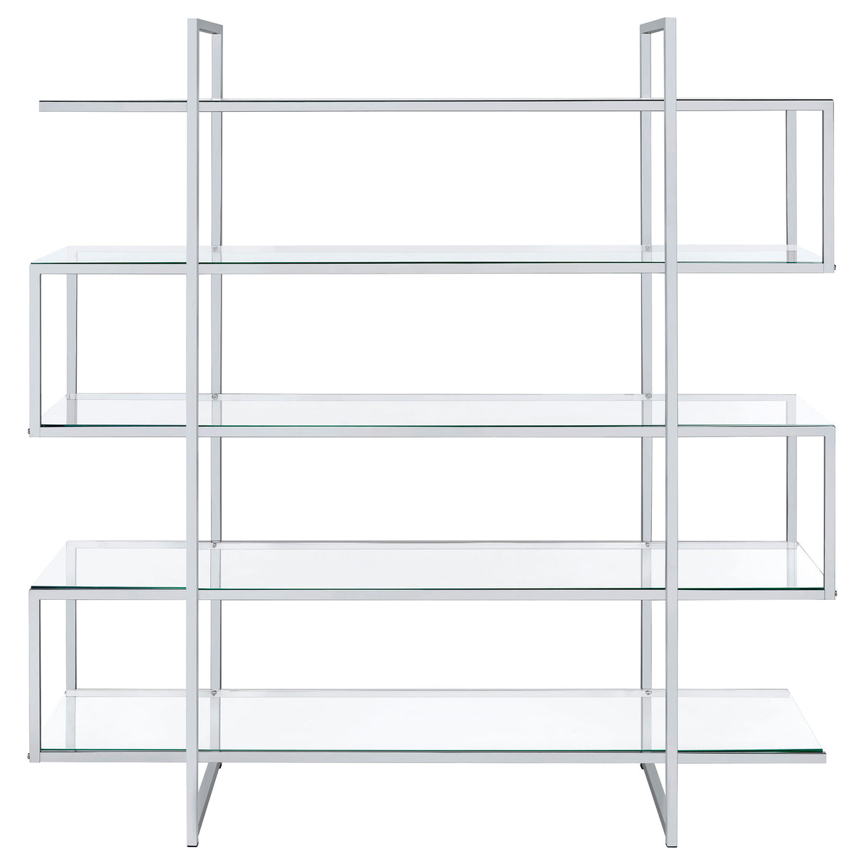 Elmer 63-Inch 5-Shelf Bookshelf in Clear Glass and Chrome