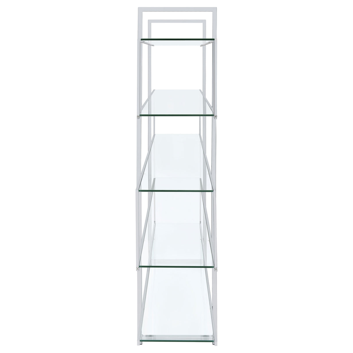 Elmer 63-Inch 5-Shelf Bookshelf in Clear Glass and Chrome