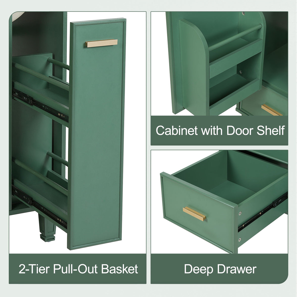 Bathroom Vanity With Sink, Deep Drawer, Door Shelf, 2 Tier Basket