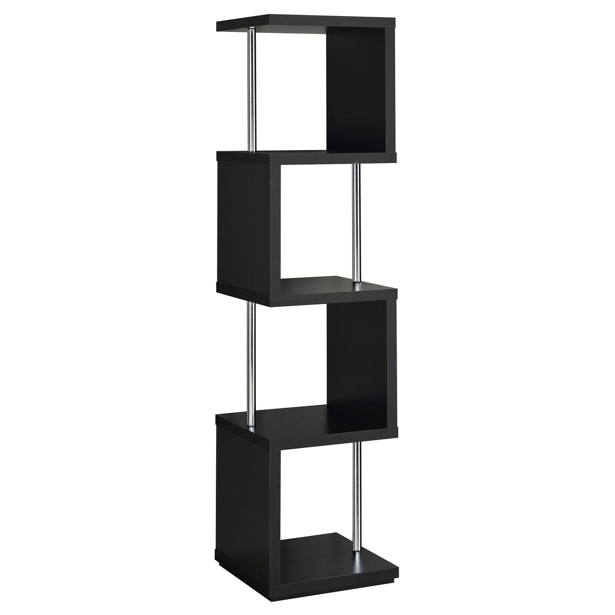 Baxter 67-inch 4-Shelf Bookshelf Black and Chrome