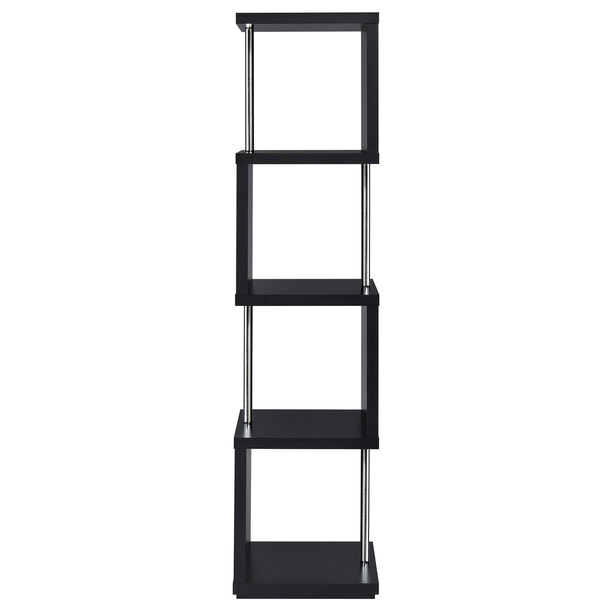Baxter 67-inch 4-Shelf Bookshelf Black and Chrome