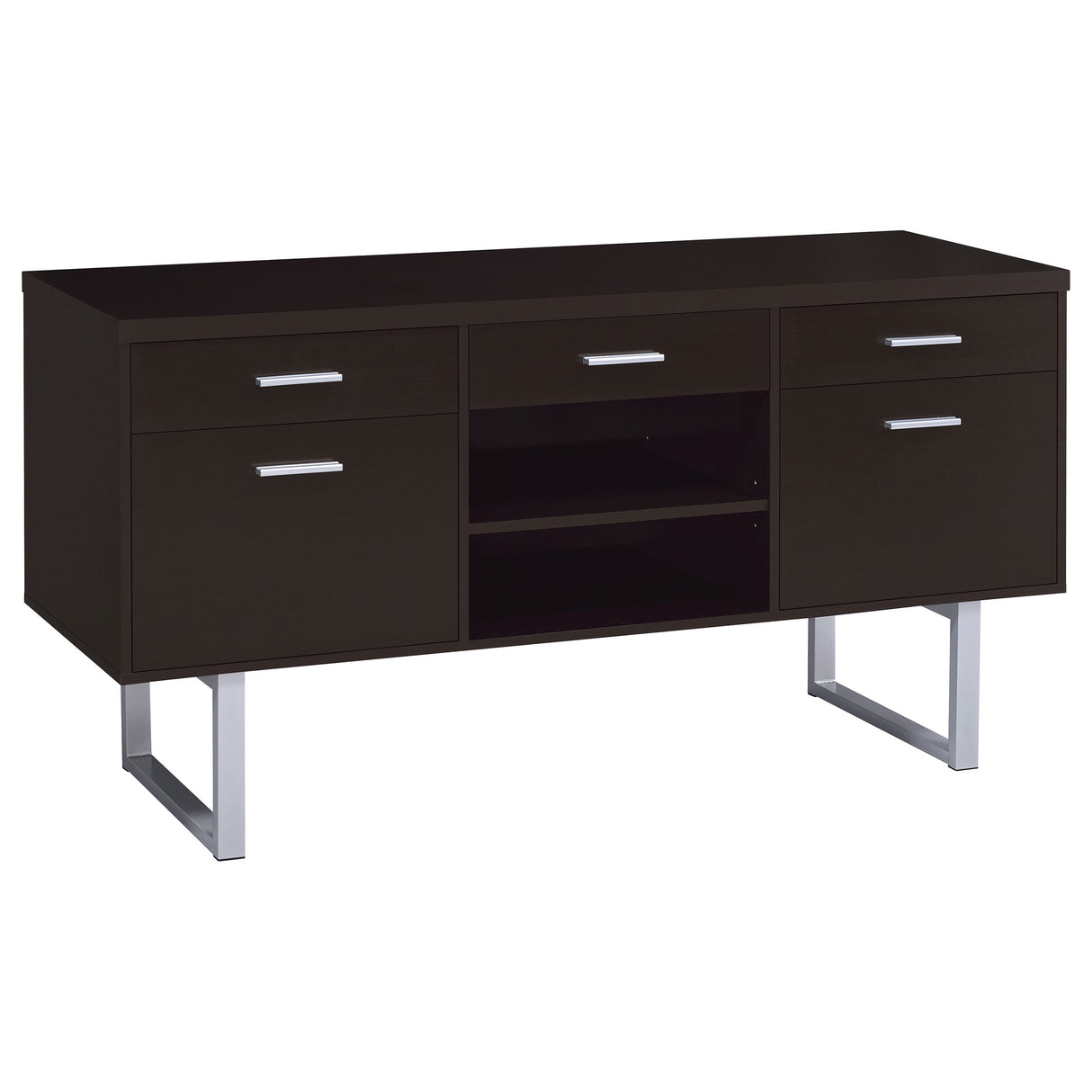 Lawtey 5-Drawer Home Office Storage Credenza in Cappuccino