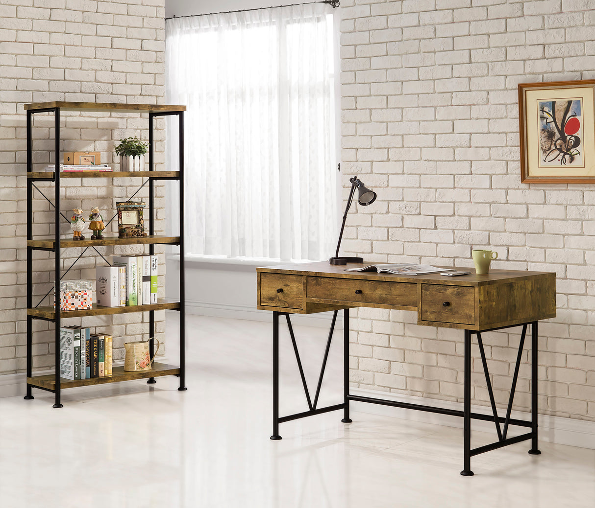 Analiese 63-Inch 4-Shelf Bookshelf in Rustic Nutmeg