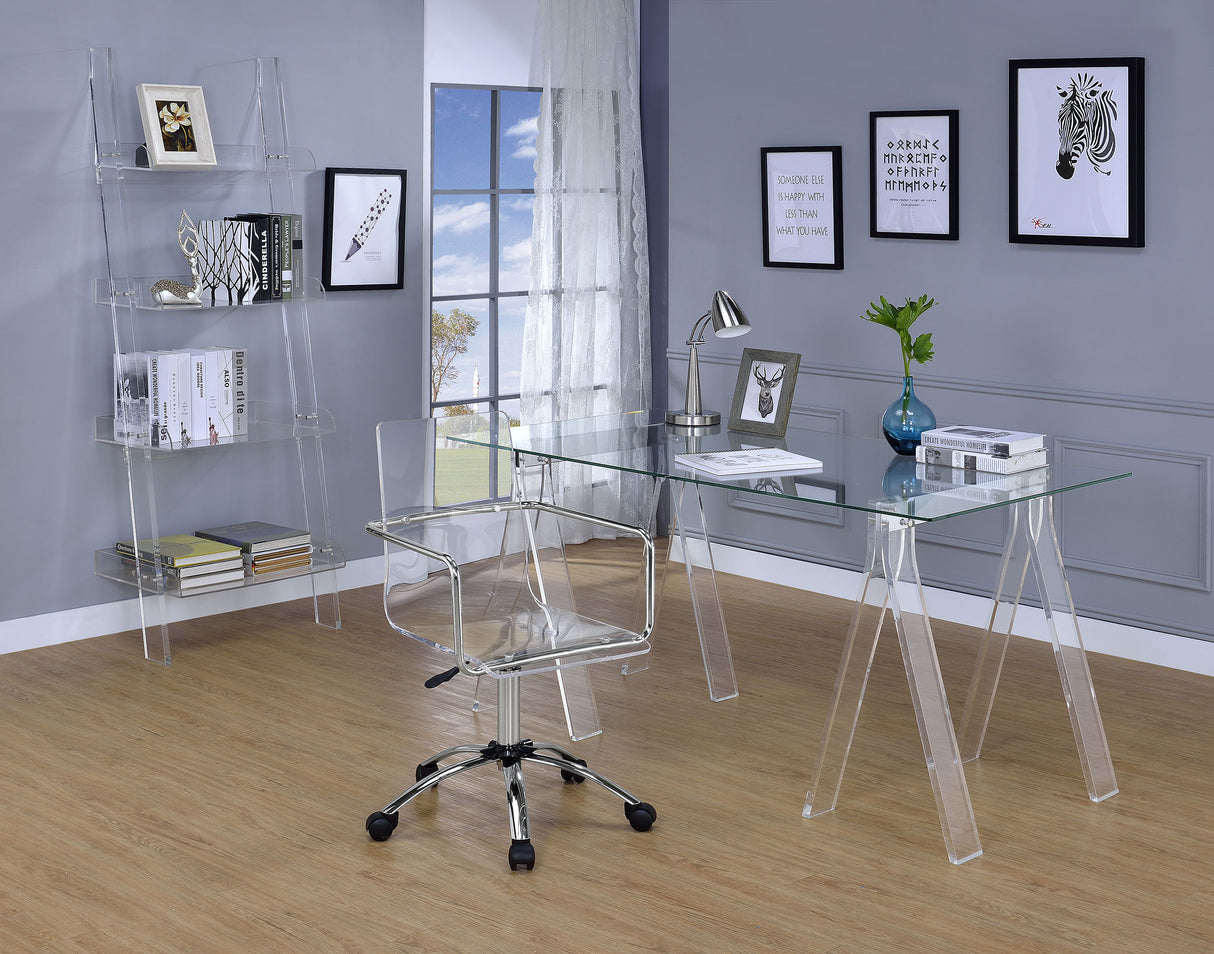 Amaturo 72-Inch 4-Shelf Clear Acrylic Ladder Bookshelf