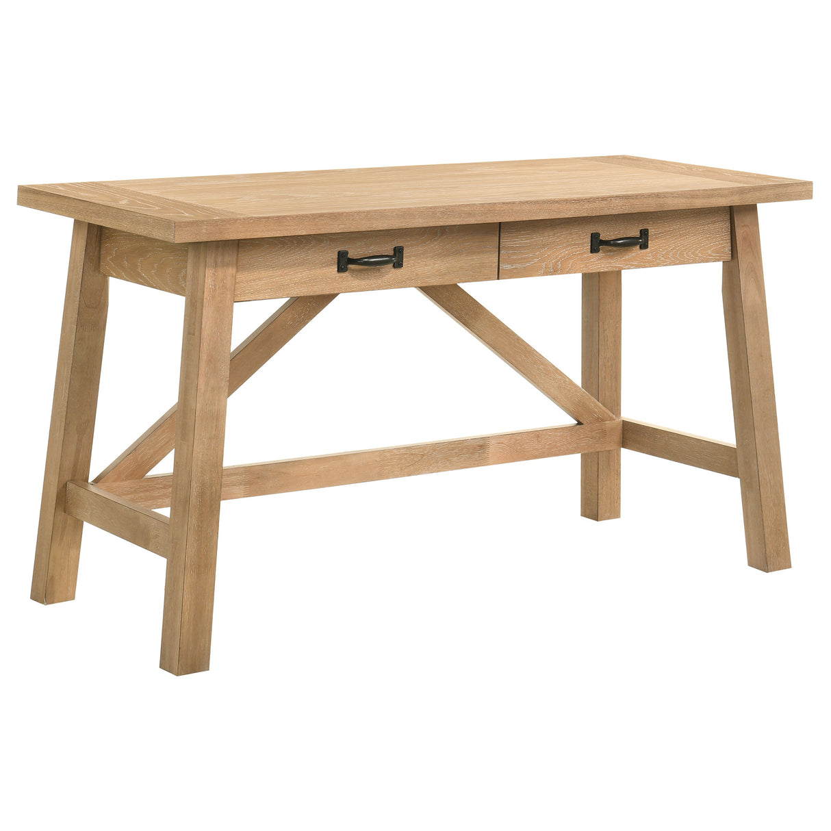 Fabian 54-Inch 2-Drawer Writing Desk, Distressed Light Brown