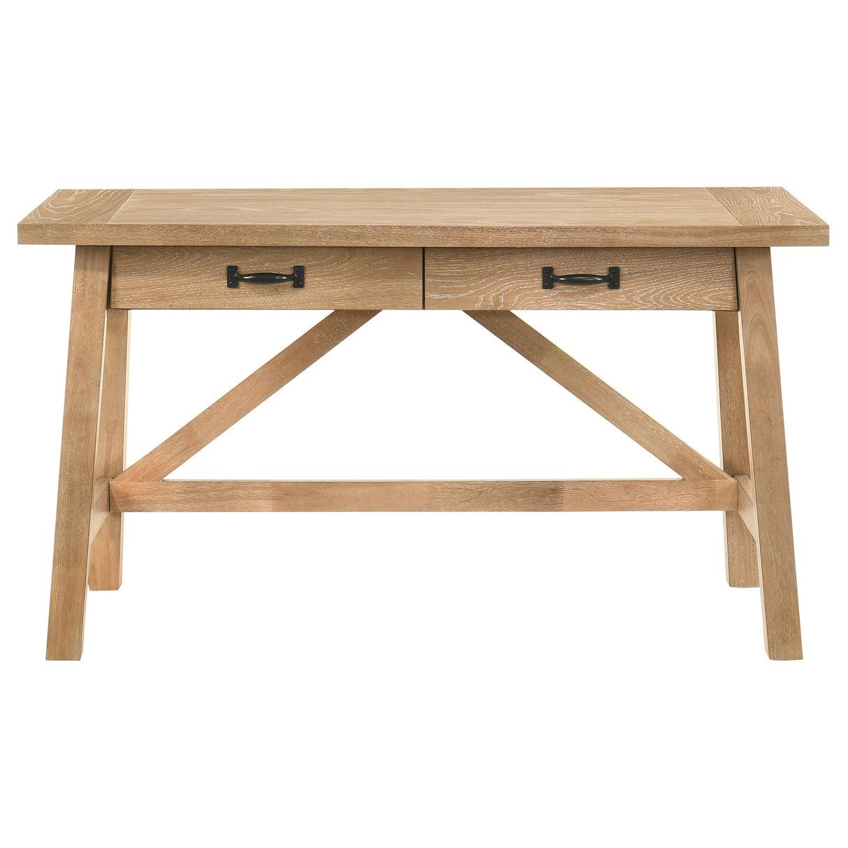 Fabian 54-Inch 2-Drawer Writing Desk, Distressed Light Brown