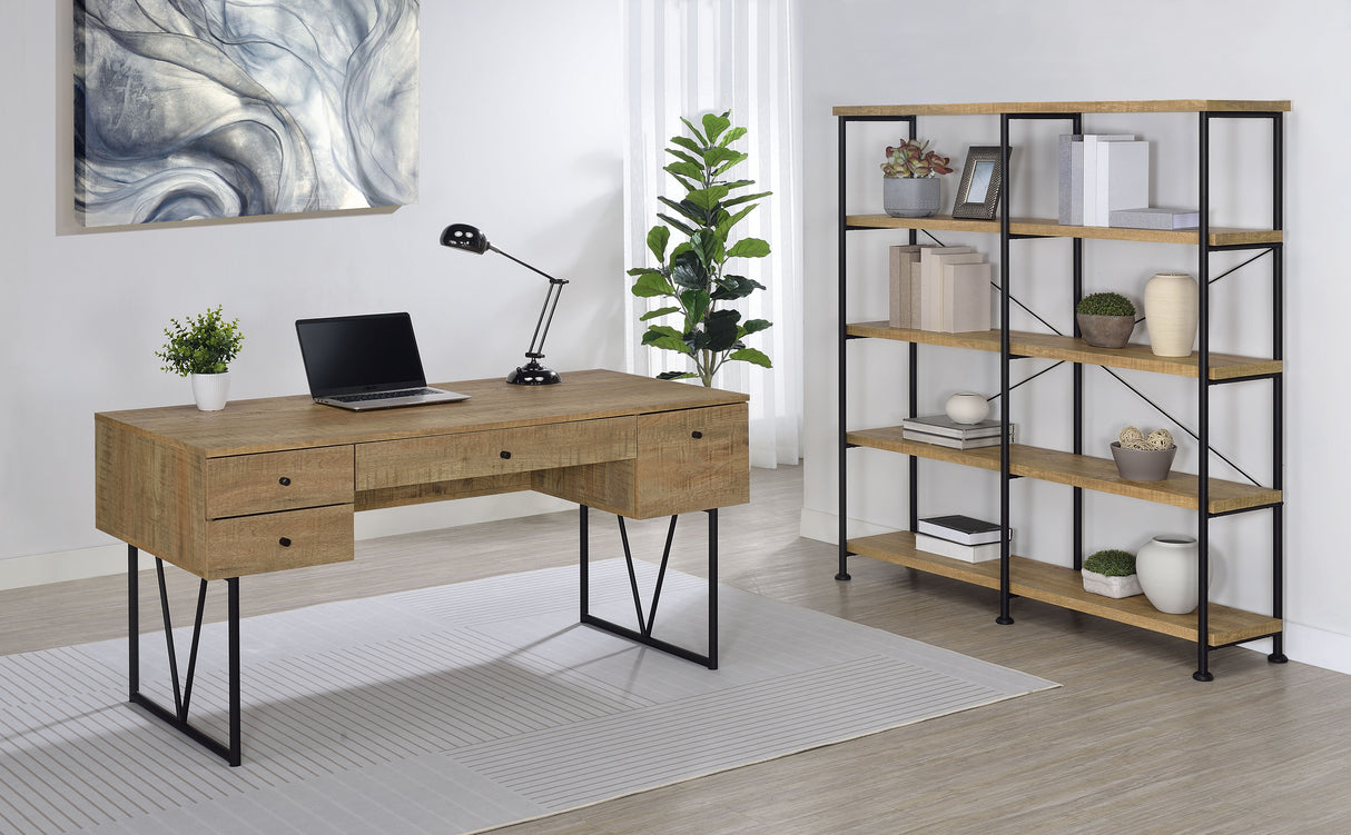 Analiese 63-Inch 4-Shelf Double Bookshelf in Mango