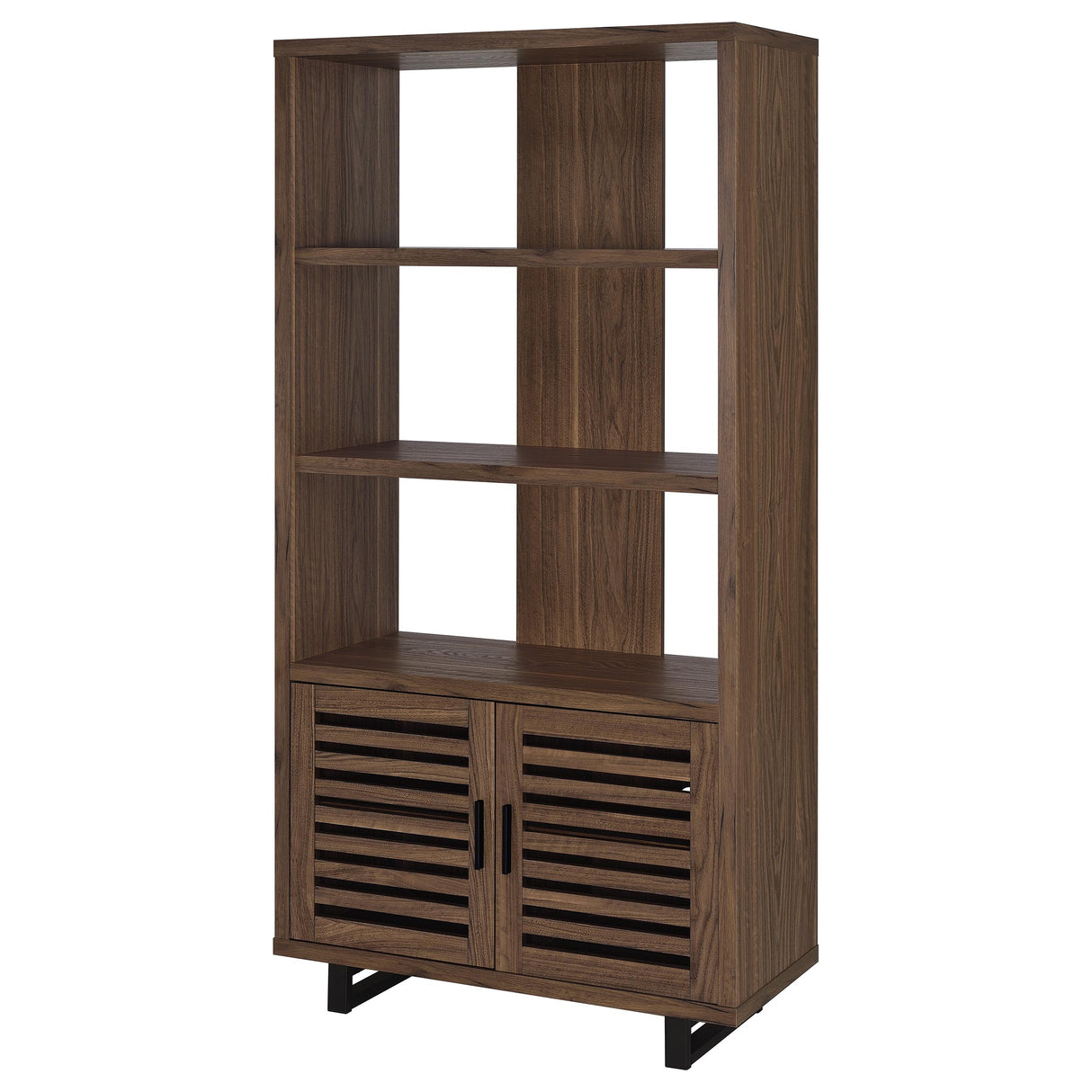 Maddox 71-Inch 3-Shelf Cabinet Bookcase in Walnut