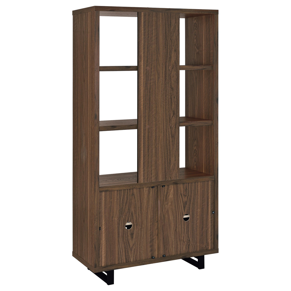 Maddox 71-Inch 3-Shelf Cabinet Bookcase in Walnut