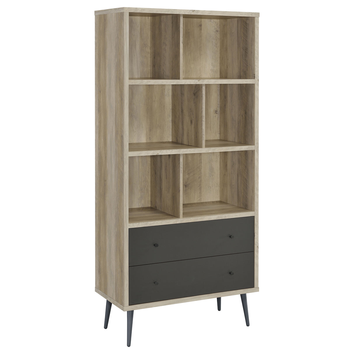 Maeve 70-inch 3-Shelf Bookcase with Drawers in Distressed Pine