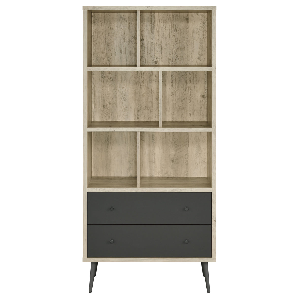 Maeve 70-inch 3-Shelf Bookcase with Drawers in Distressed Pine