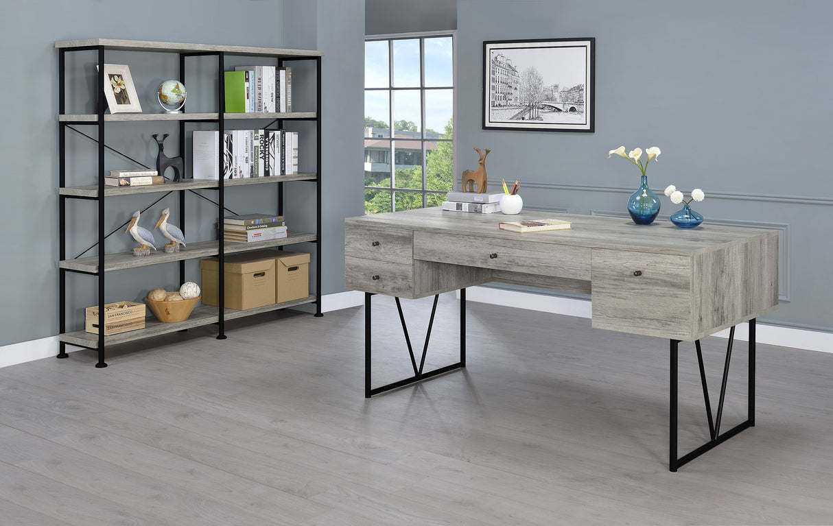 Analiese 63" 4-Drawer Writing Desk in Grey Driftwood