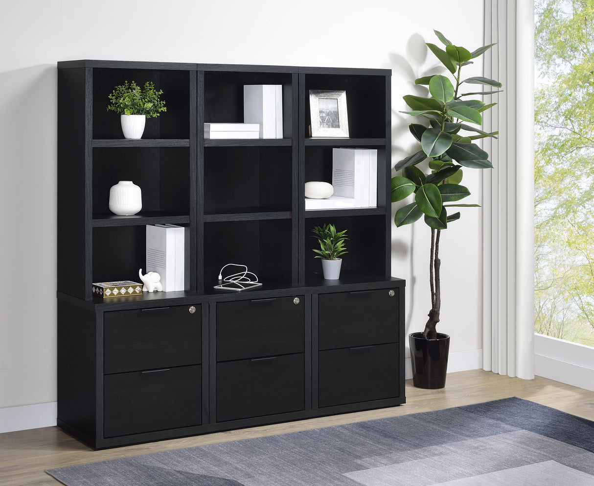 Westpark 3-Shelf Bookcase with USB Charging and Lockable Drawer
