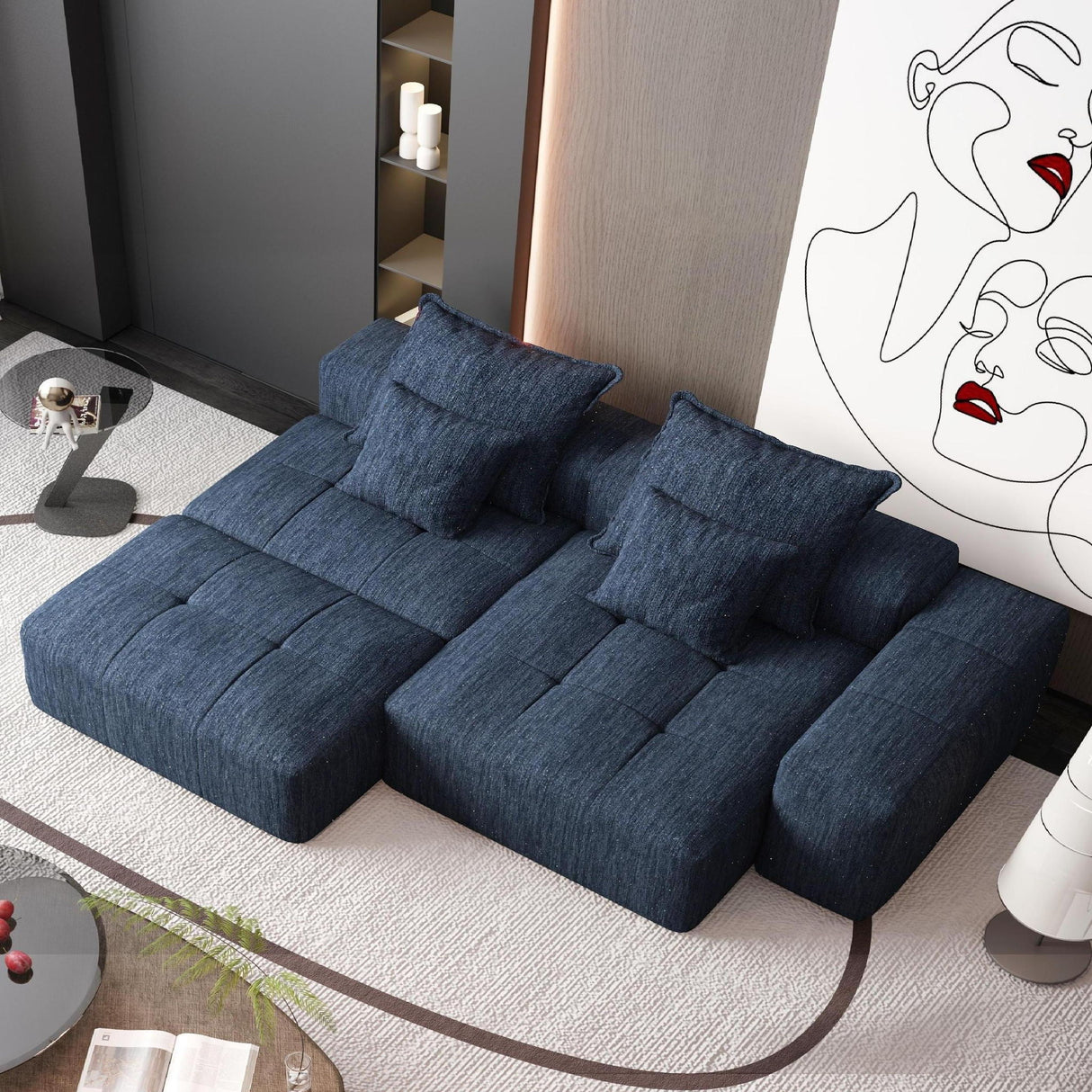 Modern Oversized Diy Combination Modular Sectional Sofa With Pillows