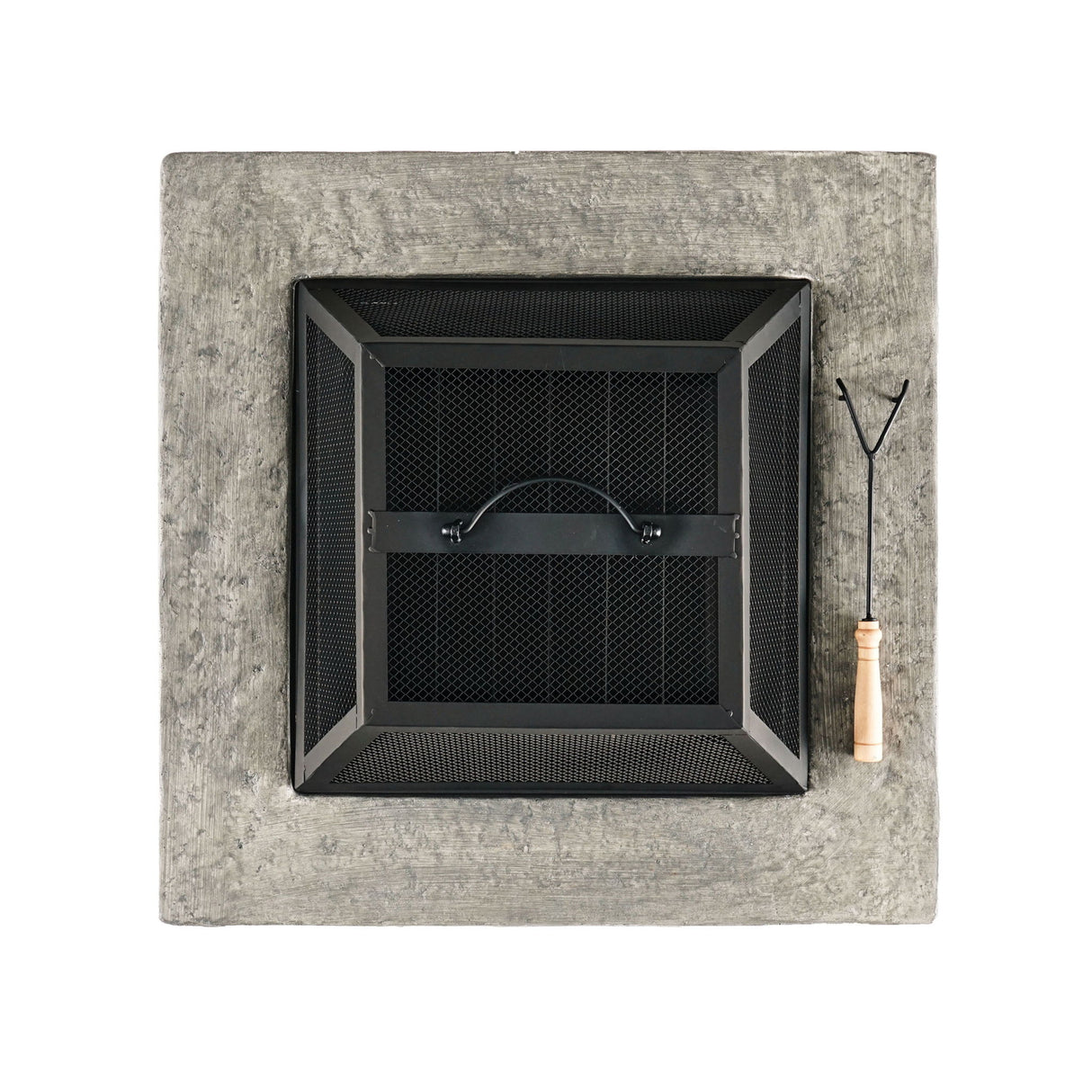 Outdoor Wood Burning Magnesium Oxide Fire Pit with Lid in Stone Gray