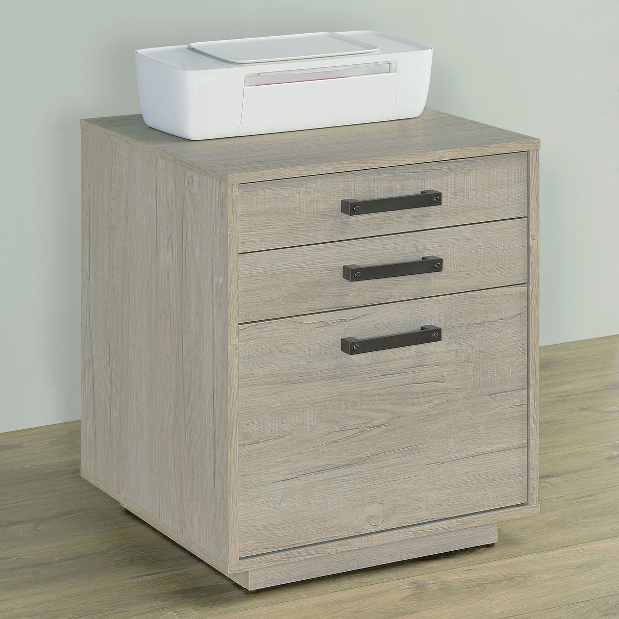 Loomis 3-Drawer Home Office File Cabinet, Whitewashed Grey