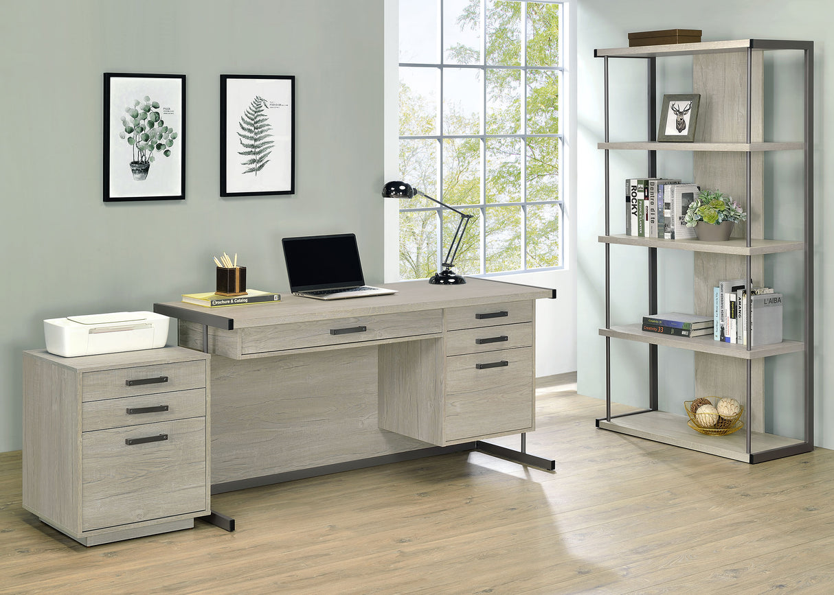 Loomis 3-Drawer Home Office File Cabinet, Whitewashed Grey