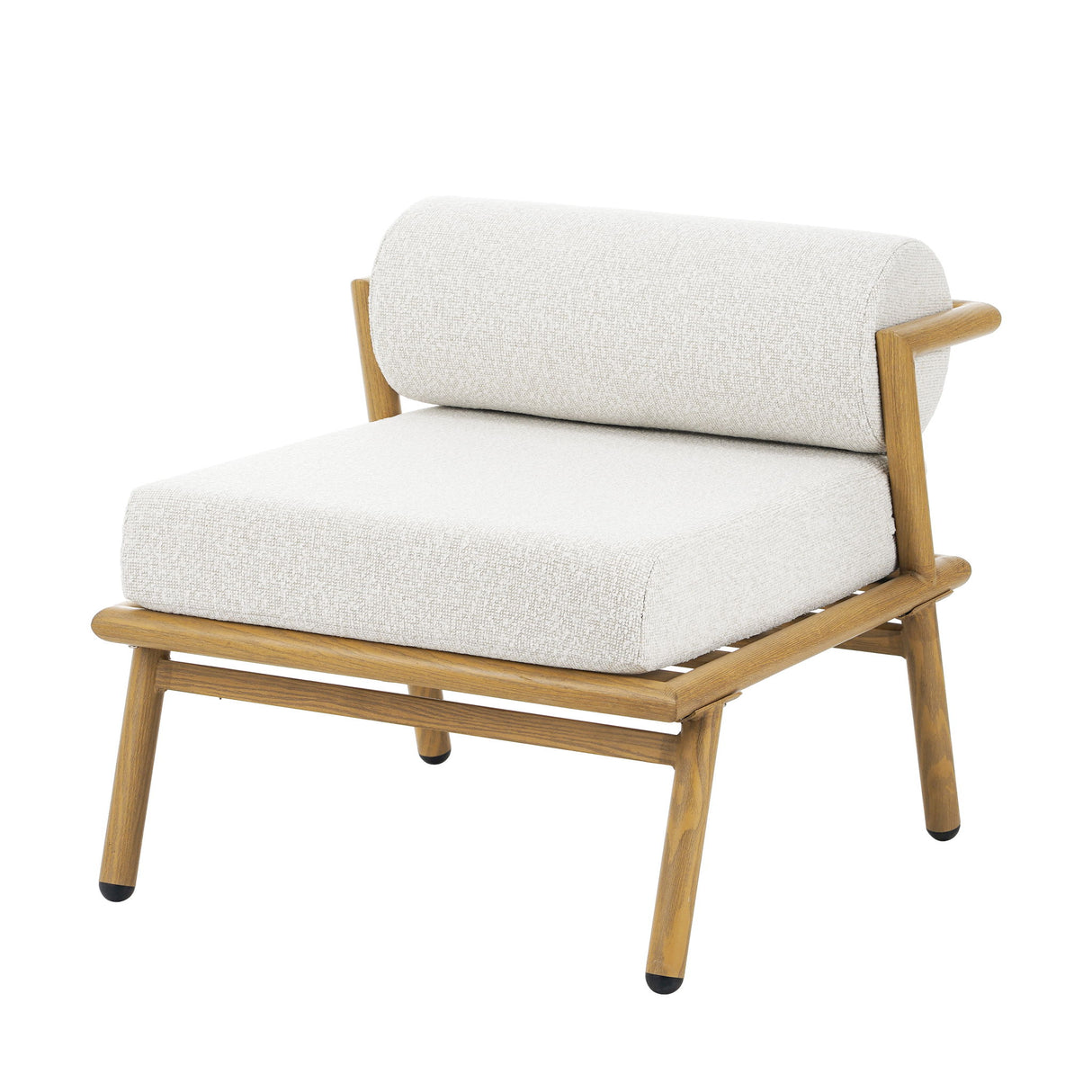 La Fiora - Outdoor Patio Iron Club Chair (Set of 2) - Off White / Teak