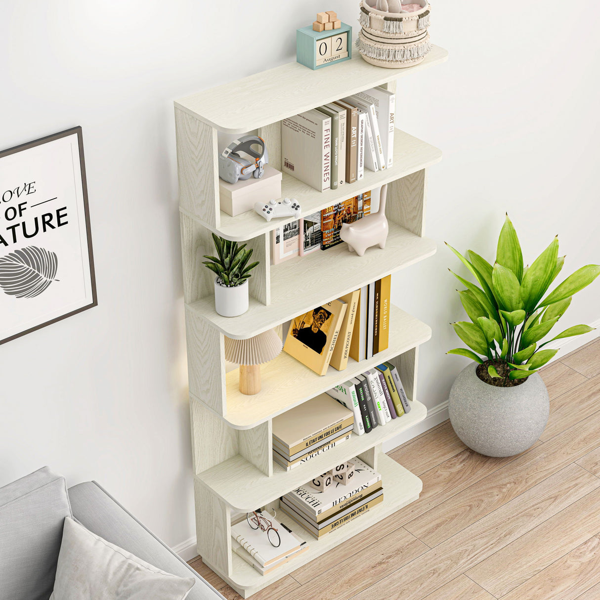 Modern 5 Tier Open Storage Bookcase