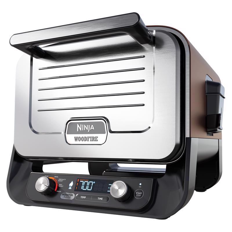 Ninja OO102 red 6-in-1 outdoor oven, closed front view