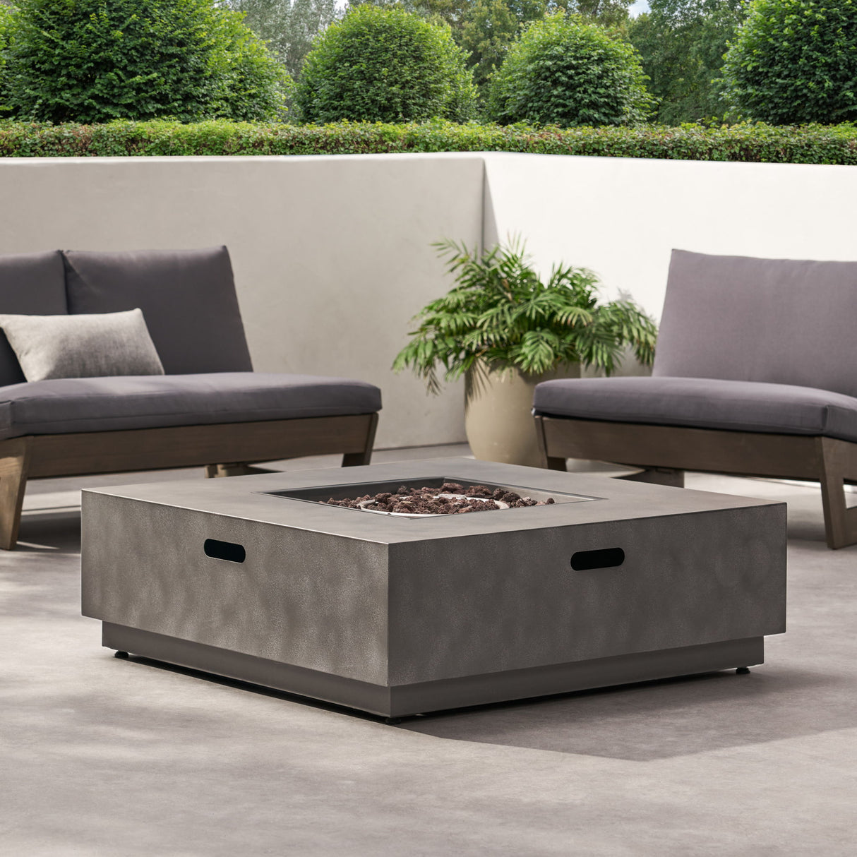 Modern Square Fire Pit Table Outdoor Heater Iron 50000 BTU 39x13in