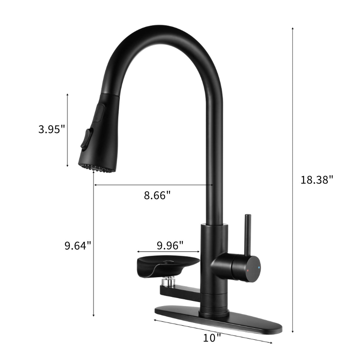 3 In 1 Kitchen Faucet With LED Temperature Display, Pull Down Sprayer