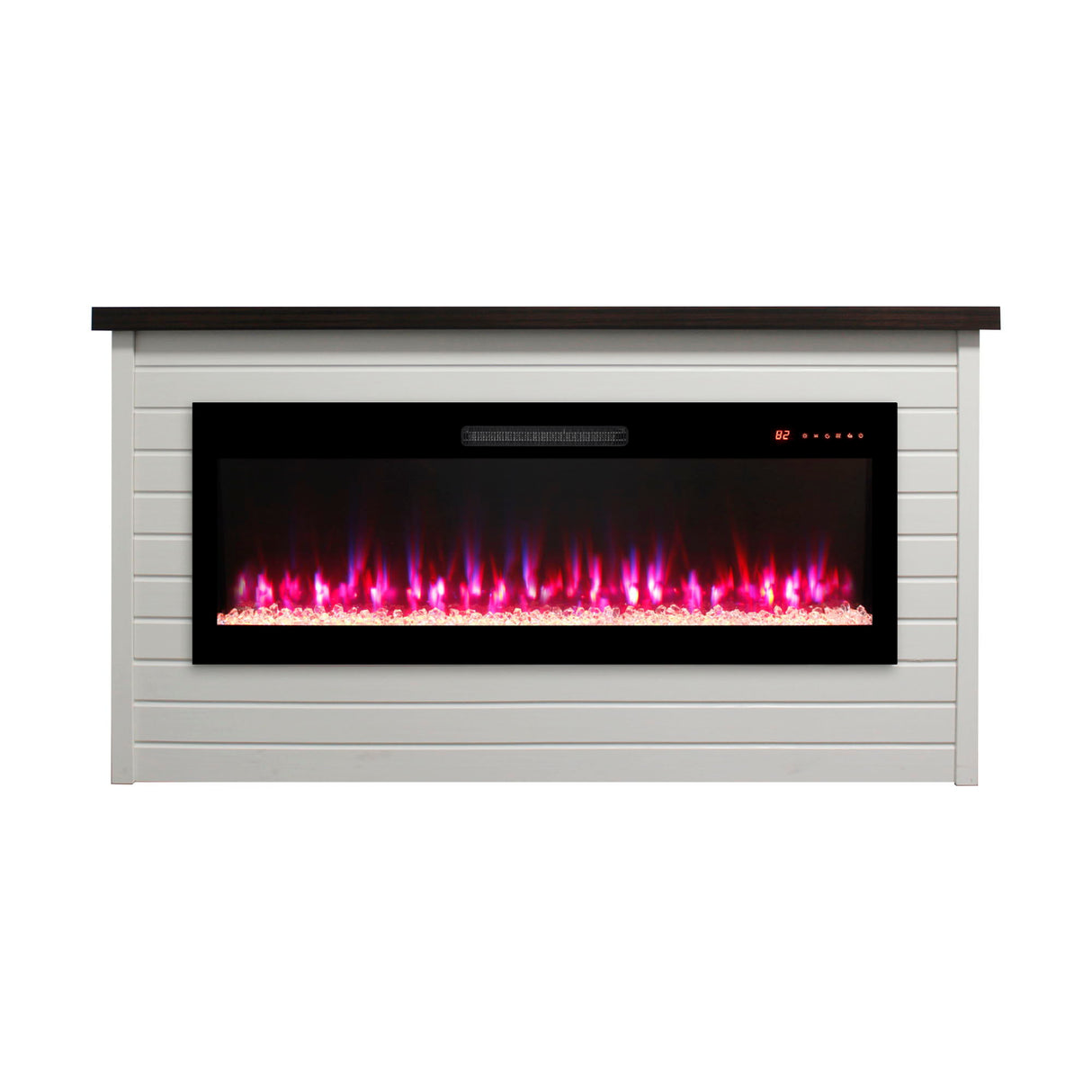 65" Electric Fireplace With Wall Mantel, 50" Fireplace Insert Heater, Remote Control, Timer For Living Room - Antique White