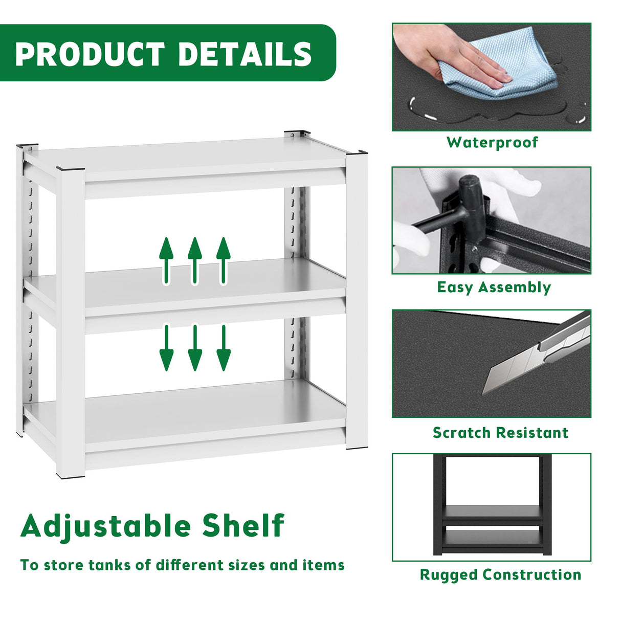 Stylish Metal rium Stand For 20 - 30 Gallon Tanks, 3 Tier Adjustable Shelf