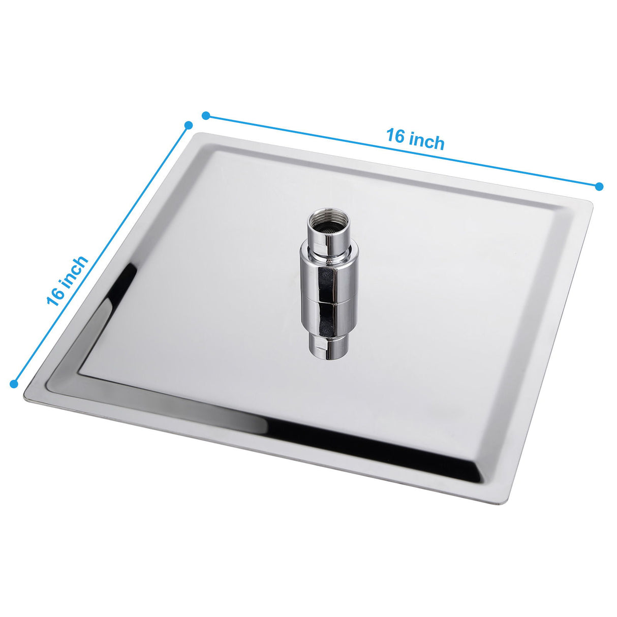 16" Square Rainfall Shower Head Fixed Wall Mount With Full Body Coverage & Self Cleaning Silicone Nozzles - Chrome
