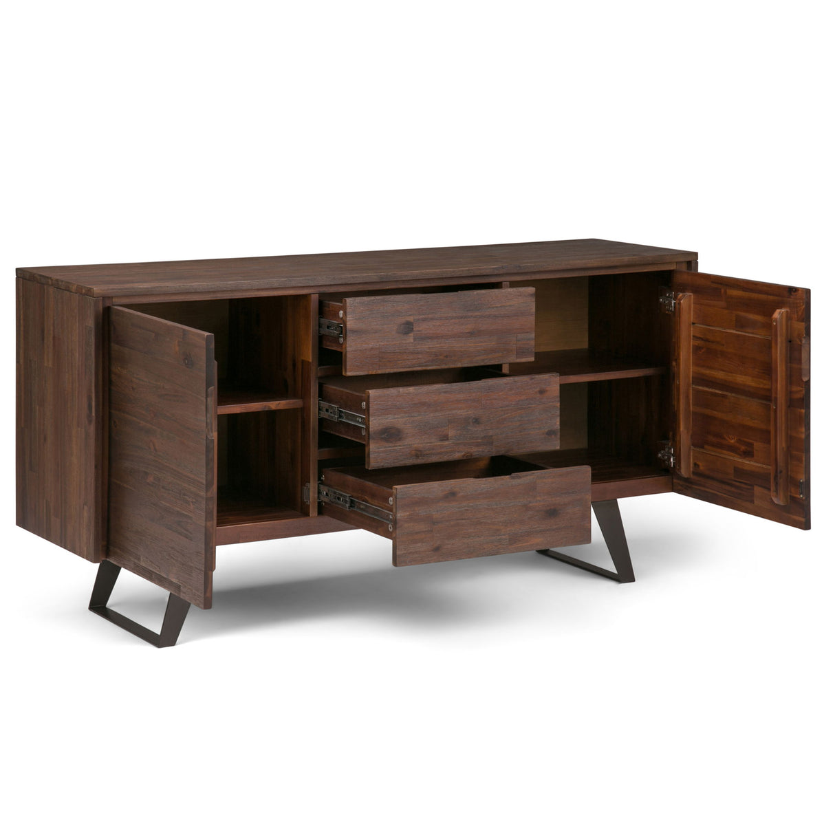 Sideboard Buffet Dining Storage Cabinet Industrial Acacia Wood 60x30in