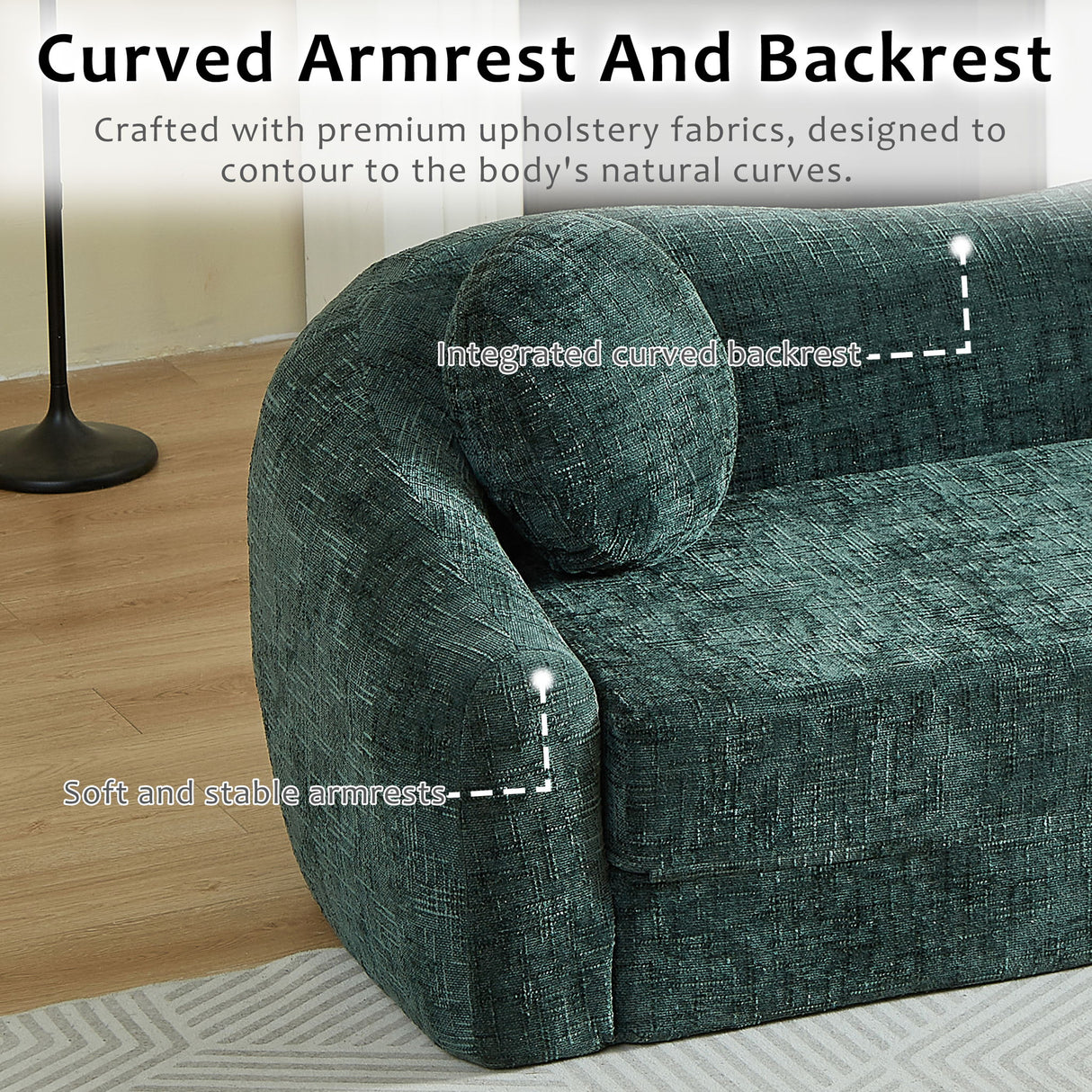 Curved Convertible Sofa, 2 In 1 Frameless Folding Sofa Bed With Pull Out Base And Deep Seat