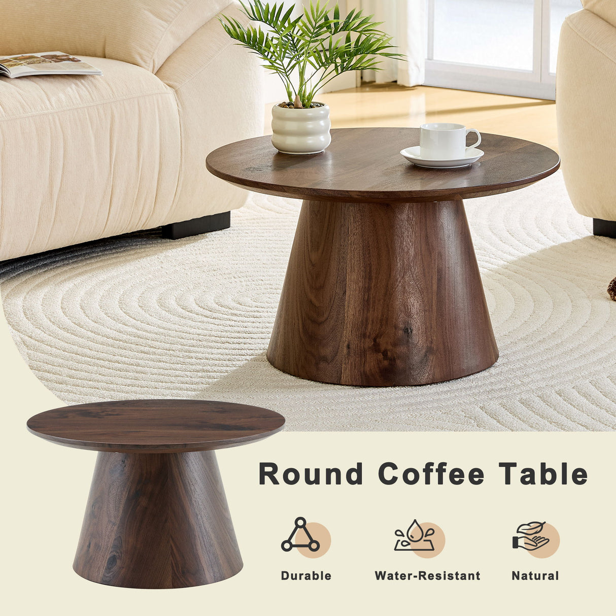 Circular Coffee Table With Adjustable Feet