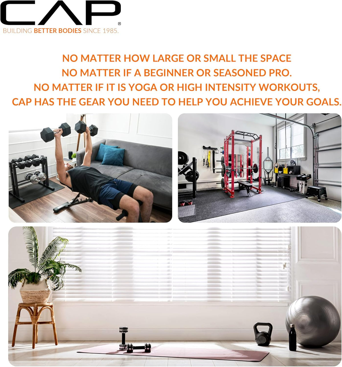 CAP 12-sided Rubber Dumbbell Set with Rack