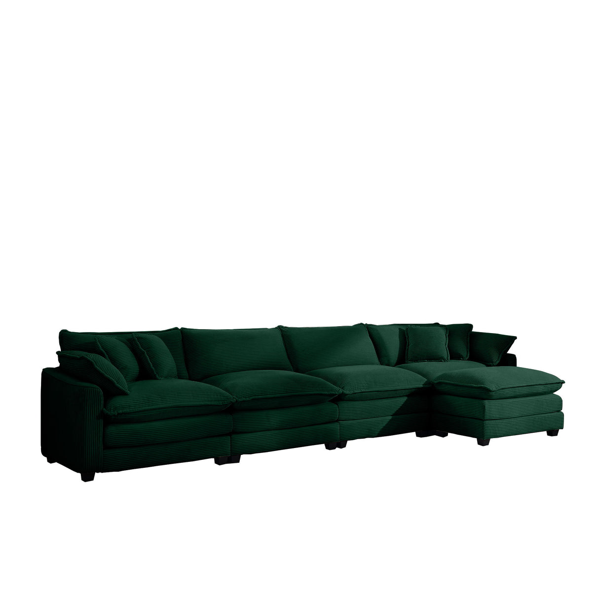 Modern Modular Cushion Sofa With Ottoman, Low Back, Deep Seating Sofa Set