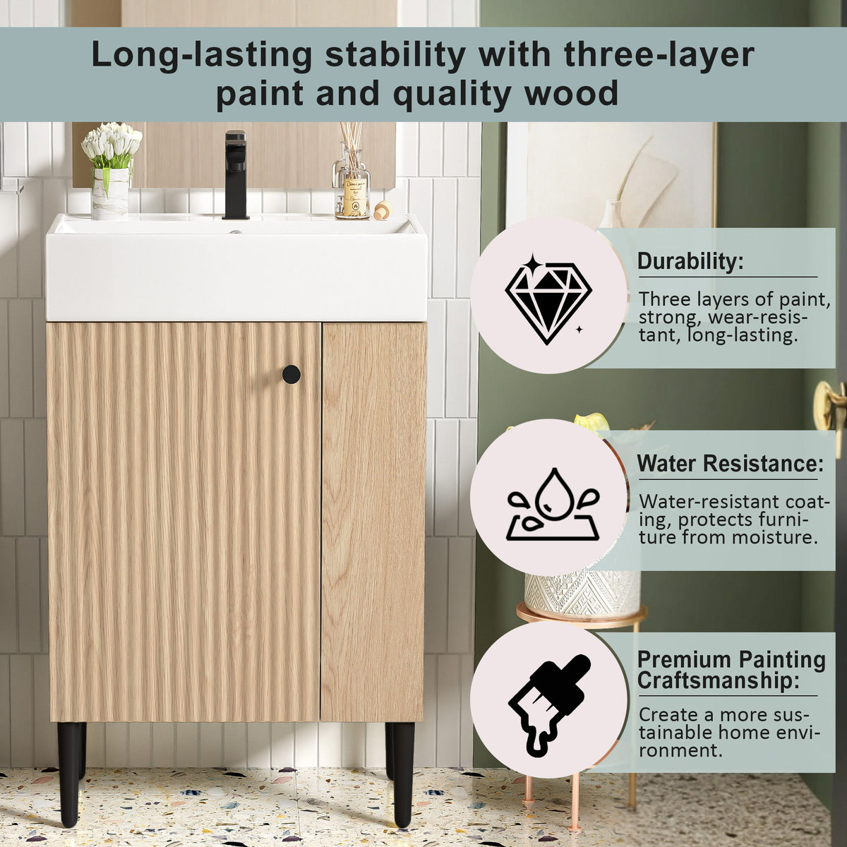 Bathroom Vanity, Combo Cabinet, Bathroom Storage Cabinet, Single Ceramic Sink