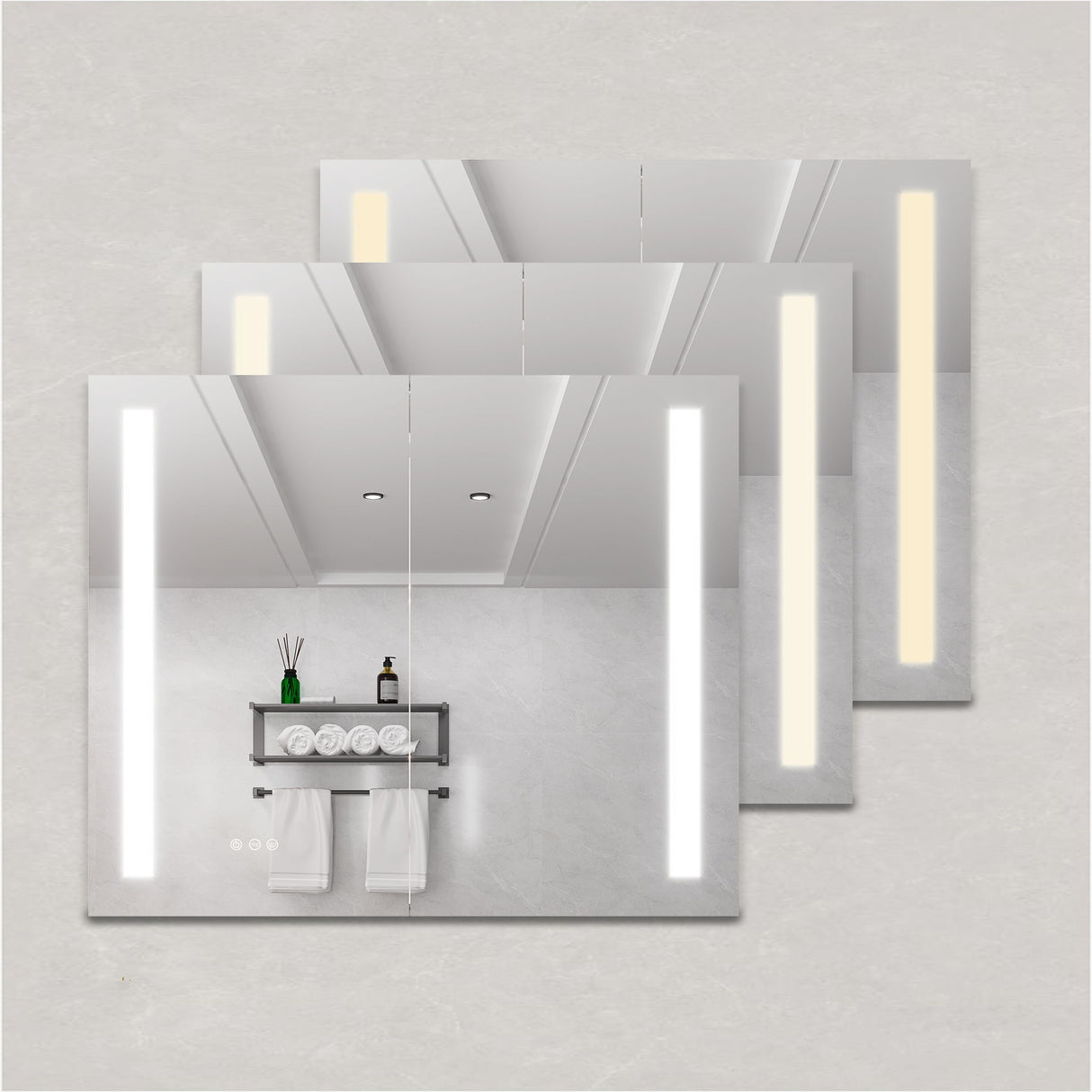 LED Medicine Cabinet With Mirror, Double Door With Defogger, Dimmer, Surface Mount