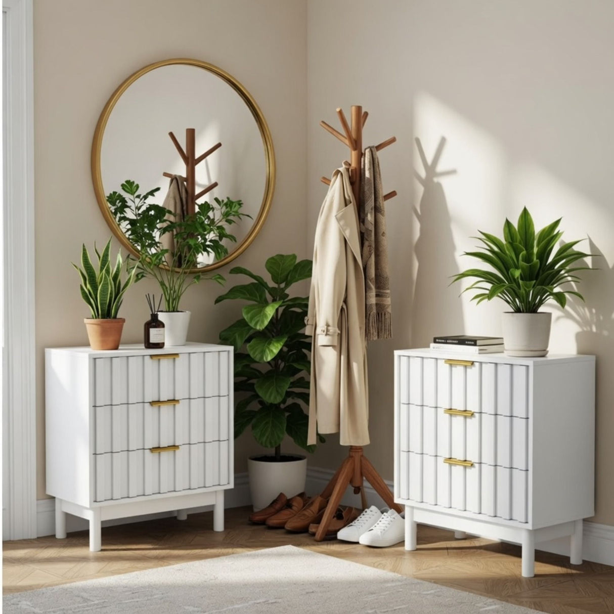 Fluted 3 Drawer Dresser