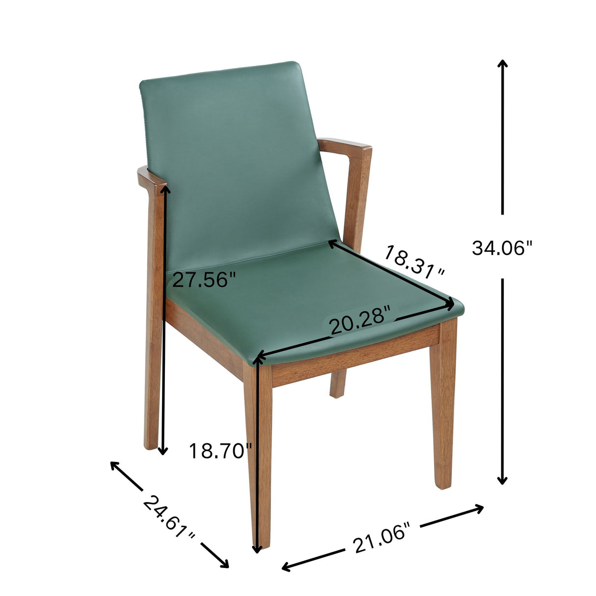 Dining Chairs (Set of 2) - Green / Walnut