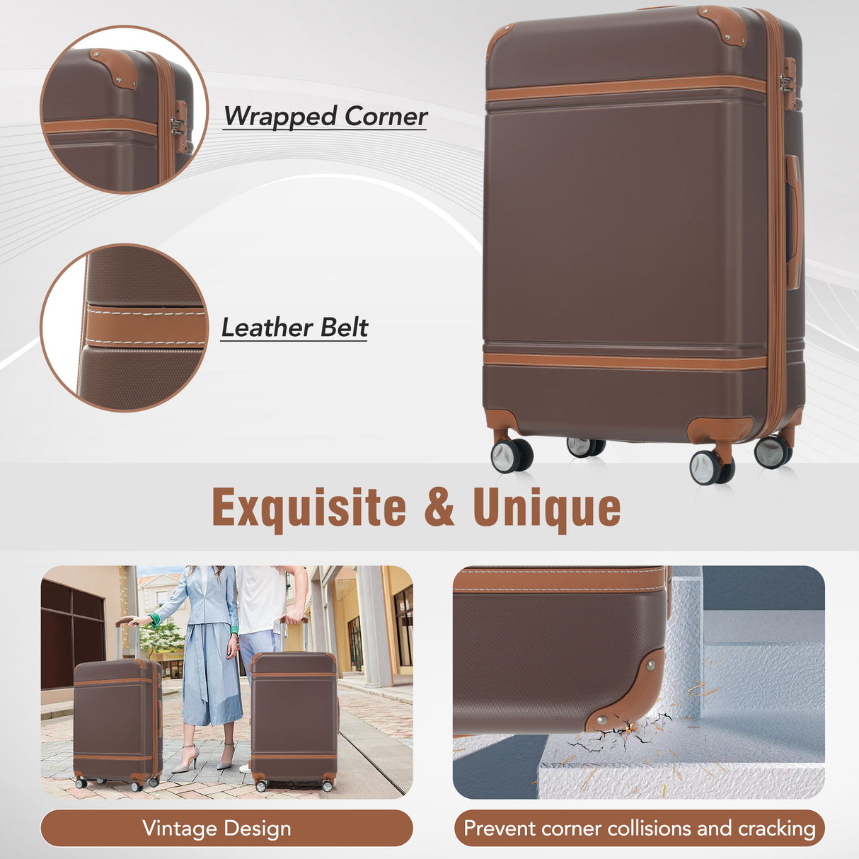 Hardshell Luggage Sets 4 Pieces 20" / 24" / 28" Luggages And Cosmetic Case Spinner Suitcase With Tsa Lock Lightweight